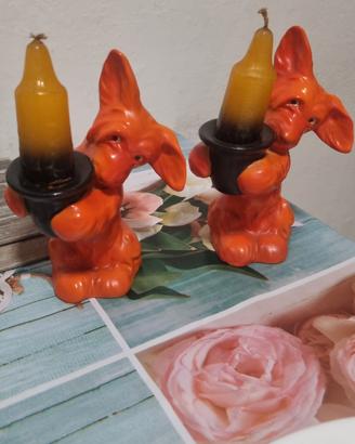 Coppia Portacandele Vintage - Terrier Scozzese Ara