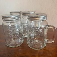 4 biccheri jar vetro shabby cocktail cannuccia bar