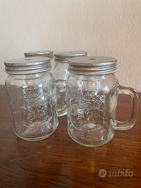 4 biccheri jar vetro shabby cocktail cannuccia bar