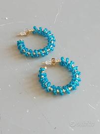 Orecchini Acciaio Dorato Bigiotteria Con Anello