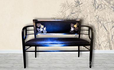 Divanetto nuovo nero con tessuto dipinto a mano