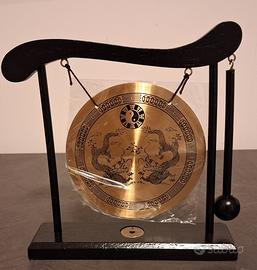 Gong meditazione con draghi e Yin e Yang in ottone