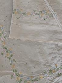 Vintage lenzuola matrimoniali lino ricamate 