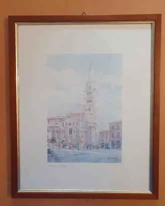 Gianni Cavani Litografia incorniciata Modena