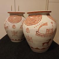 Vaso Naqada stile egizio terracotta dipinto a mano