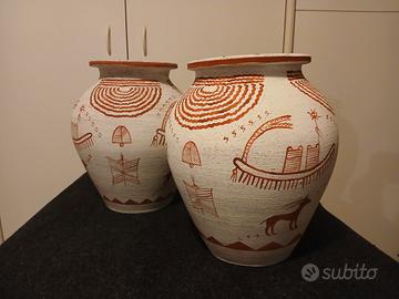 Vaso Naqada stile egizio terracotta dipinto a mano