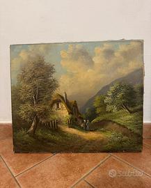 Dipinto olio su tela "Valdés" paesaggio rurale