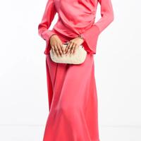 Vestito lungo rosa acceso