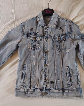 giacca jeans con scritte 