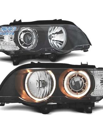 FARI BMW X5 E53 99-03 ANGEL EYES FONDO NERO ANELLO