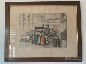 Stampa Lanterna Magica Piazza di Pietra Roma 1831