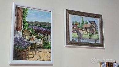 Stampe artistiche colorate a mano con cornice