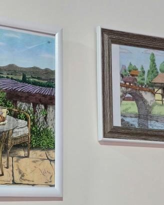 Stampe artistiche colorate a mano con cornice
