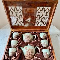 Ser da thé cinese in ceramica Celadon e loto + box