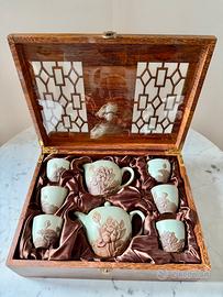 Ser da thé cinese in ceramica Celadon e loto + box