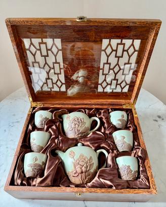 Servizio da  thé cinese in ceramica Celadon  + box