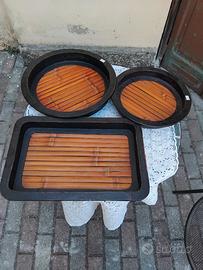Set vassoi in bambù 