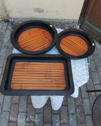 Set vassoi in bambù 