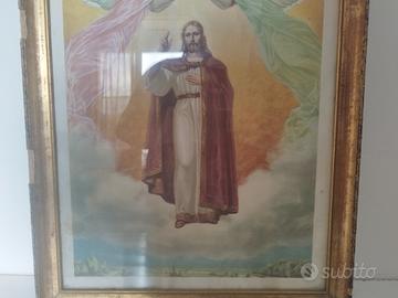 Quadro Sacro d'Epoca - Stampa Gesù Cristo Re