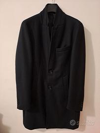 Cappotto Uomo Zara Man Misto Lana Blu Scuro Tg. M