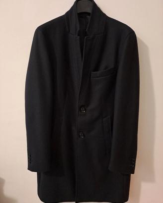 Cappotto Uomo Zara Man Misto Lana Blu Scuro Tg. M