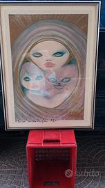 Quadro Novella Parigini Abbraccio con gatto 