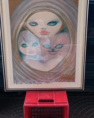 Quadro Novella Parigini Abbraccio con gatto 