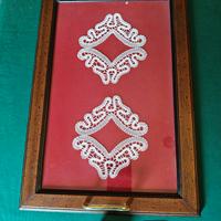 Vassoio artigianale in legno, vetro e metallo