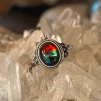 Anello in ammonite regolabile argento 925s