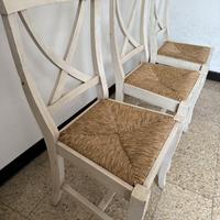 Set 3 Sedie in Legno e Juta