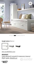 BRIMNES Letto divano/2 cassetti/2 materassi, bianc