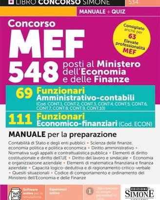 Manuale Simone Concorso MEF 548 posti funzionari