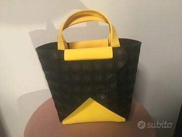 JOY  borsa Vegan in gomma Francesca Nero/Giallo