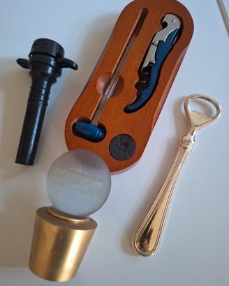 Enoteca: set termometro, cavatappi,tappo( 5 pezzi)