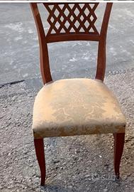 Sedia in legno con seduta in tessuto