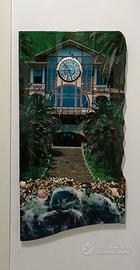 Orologio Quadro in resina con mare ed elementi 3D