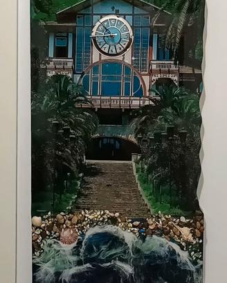 Orologio Quadro in resina con mare ed elementi 3D