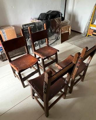 Sedie in rovere e cuoio