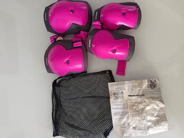 KIT PROTEZIONI BICI BAMBINA XS ROSA E NERO