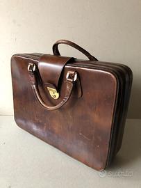 Borsa a cartella in pelle vintage a due manici
