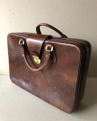 Borsa a cartella in pelle vintage a due manici