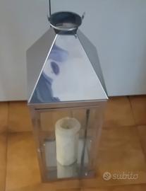 lanterna porta candele in acciaio inox 