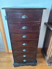 Settimino in legno massello noce scuro arte povera