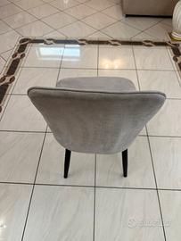 6 Sedie moderne in tessuto lavabile colore grigio.