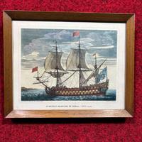 stampa litografica vecchia manifattura vascello