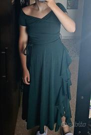 Abito elegante verde lungo maniche corte nuovo