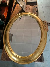 Vecchio specchio ovale cornice oro