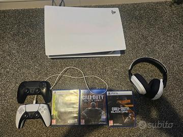 PS5 Disc Edition 825GB Bianca con cuffie Turtle Be
