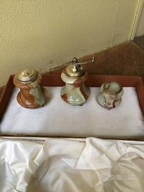 Trittico sale ,pepee porta stecchini onice argento