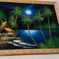 COPPIA QUADRI VIETNAM FAR EAST DIPINTO MANO  TELA